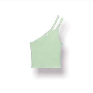 ZARA Green lotto One-Shoulder Top